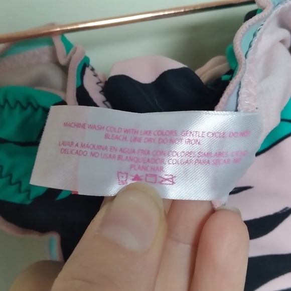 No Boundaries Tropical Bird and Leaf Print Side Tie Bikini Bottoms Small - Picture 4 of 7